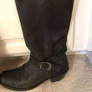 Frye matte black leather boots, size 9.5